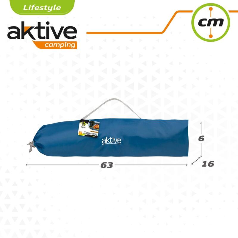 AKTIVE Lit de camping pliable, Léger et Confortable, 180x60x18 cm, 100 kg, Bleu