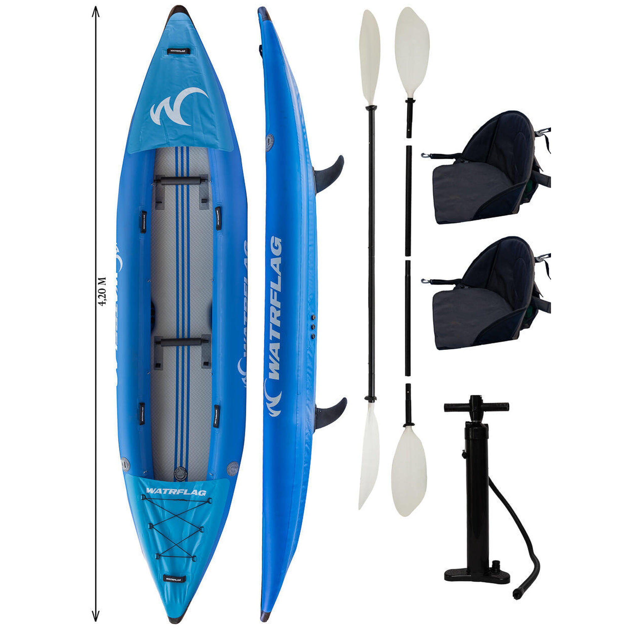 Watrflag - Kayak Gonflable Dropststitch Tandem Touring 420 Set - Kayak - Bleu - Taille Unique - Decathlon