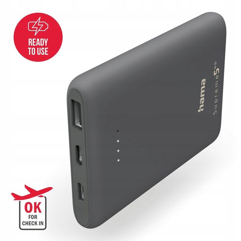 Powerbank Hama 5000 mAh USB A, USB C + kabel