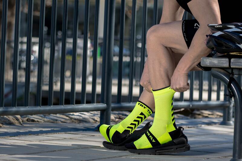 Skarpety rowerowe Skarpety rowerowe Fluo Yellow 2/4