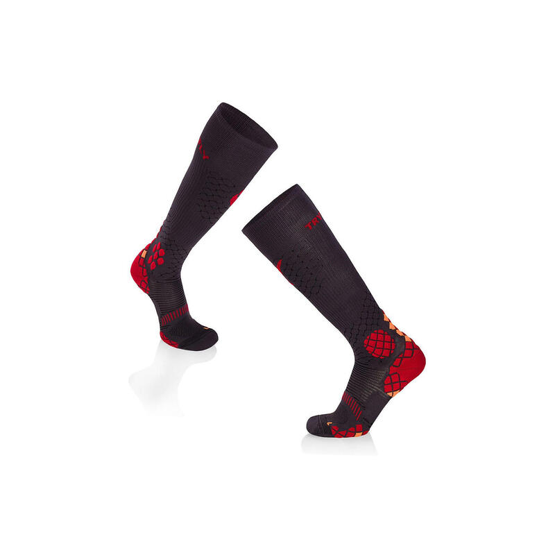 Sosete compresive pentru alergat 3/4 COMPRESSION SOCKS Antracit - Rosu, 39-41 EU