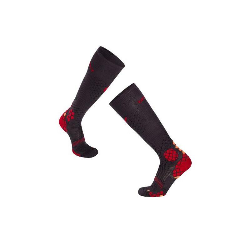 Sosete compresive pentru alergat 3/4 COMPRESSION SOCKS Antracit - Rosu, 39-41 EU