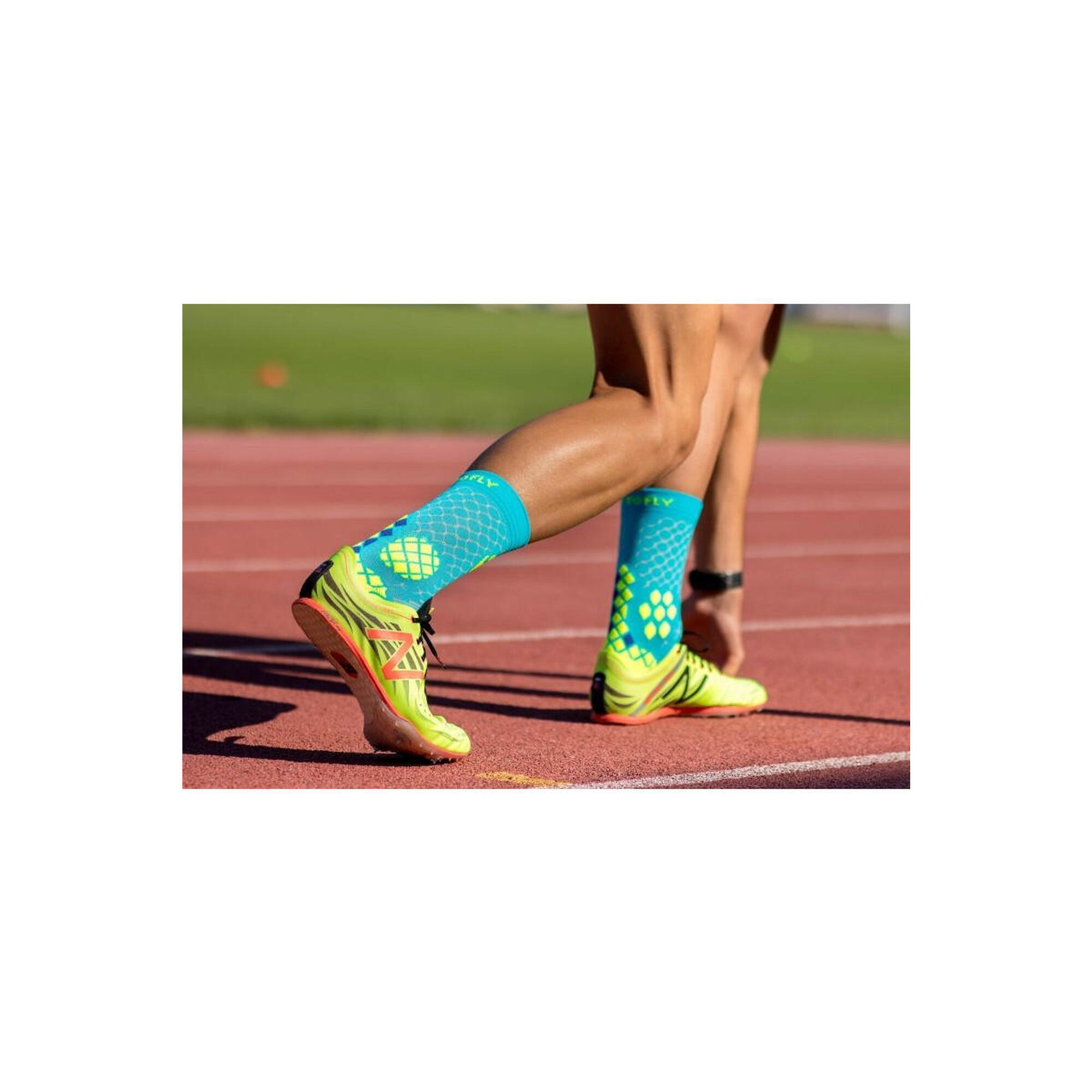 Sosete compresive pentru sport COMPRESSION SOCKS Turquoise Yellow, 42-44 EU