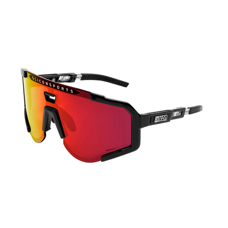 Scicon Aeroscope Lunettes de Sports (Noir Brillant/Rouge Miroir)