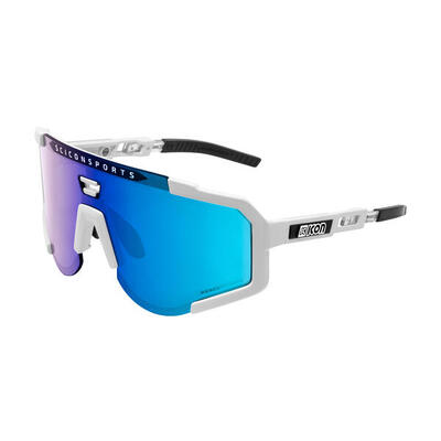 Scicon Aeroscope Occhiale Sportivo (Bianco Lucido/Blu Specchiato)