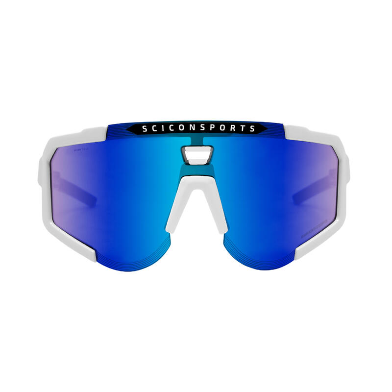 Scicon Aeroscope Lunettes de Sports (Blanc Brillant/Bleu Miroir)