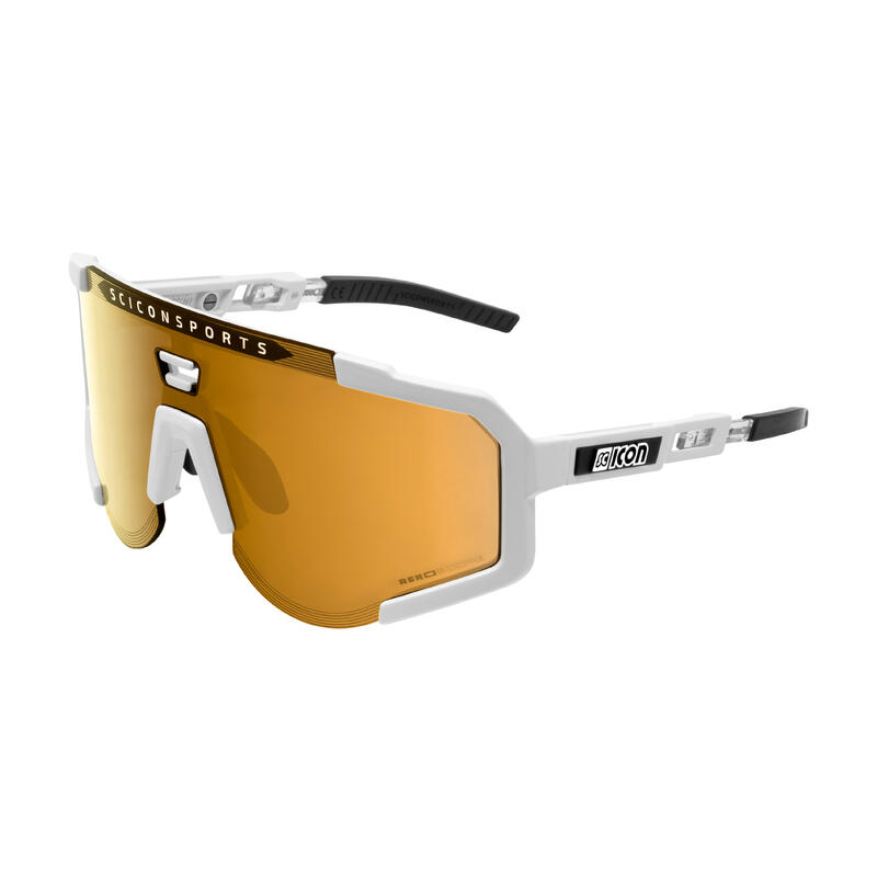 Scicon Aeroscope Lunettes de Sports (Blanc Brillant/Bronze Miroir)