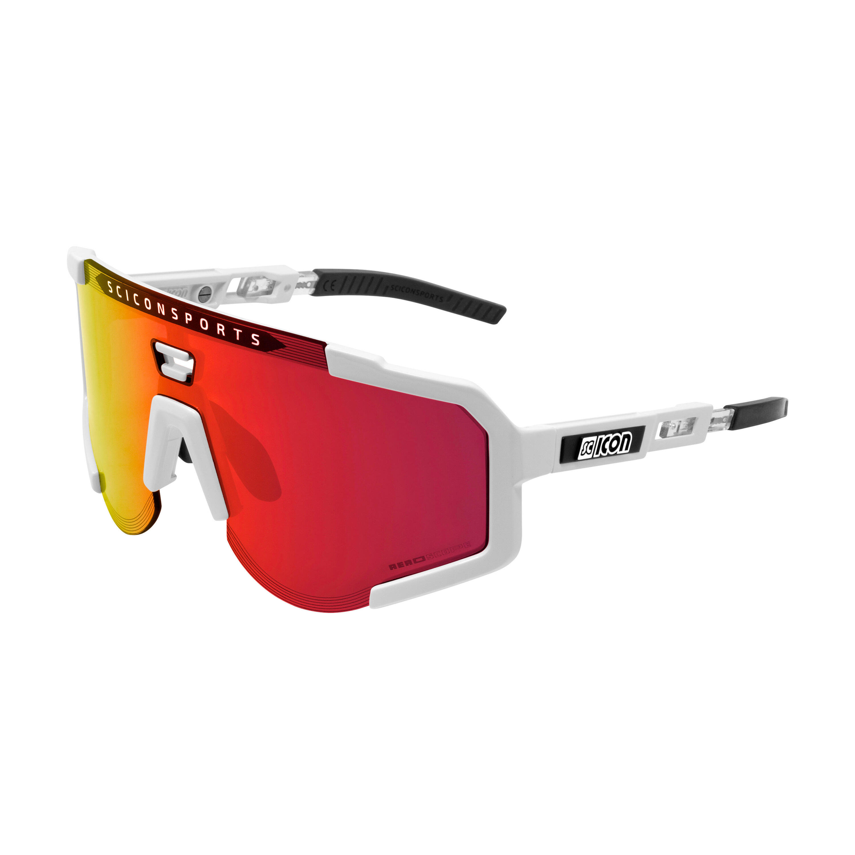 SCICON SPORTS Scicon Aeroscope Gafas Deportivas (Blanco Lucido/Multimirror Rojo)