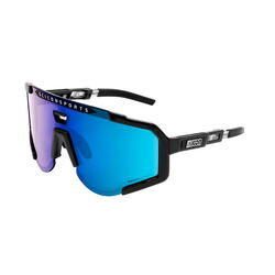 Scicon Aeroscope Lunettes de Sports (Noir Brillant/Bleu Miroir)