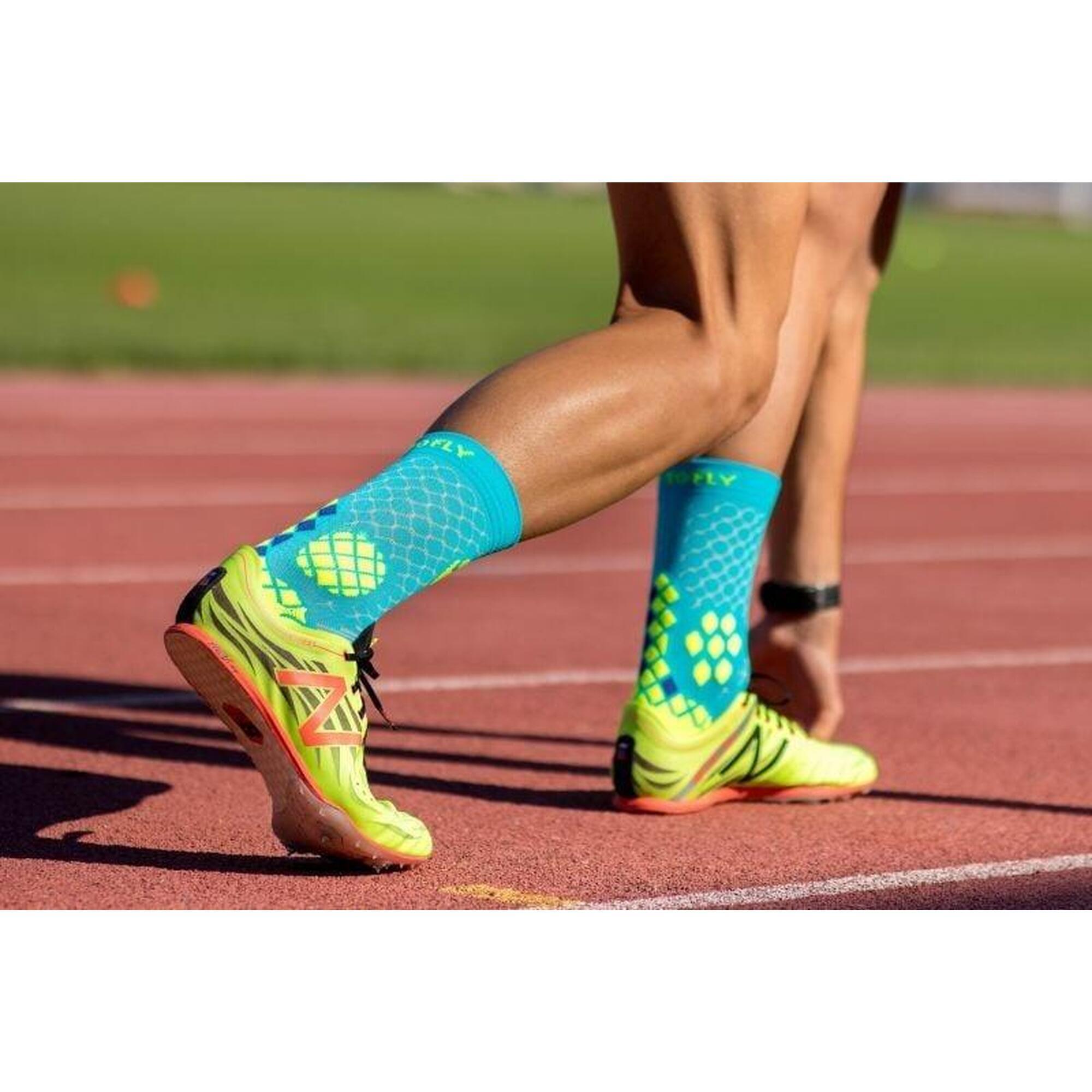 Sosete compresive pentru sport COMPRESSION SOCKS Turquoise Yellow, 42-44 EU