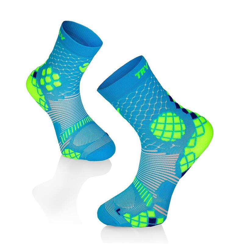 Sosete compresive pentru sport COMPRESSION SOCKS Turquoise Yellow, 42-44 EU