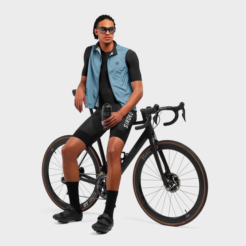 Colete corta-vento de ciclismo para homem V1 Manghen SIROKO Azul-aço