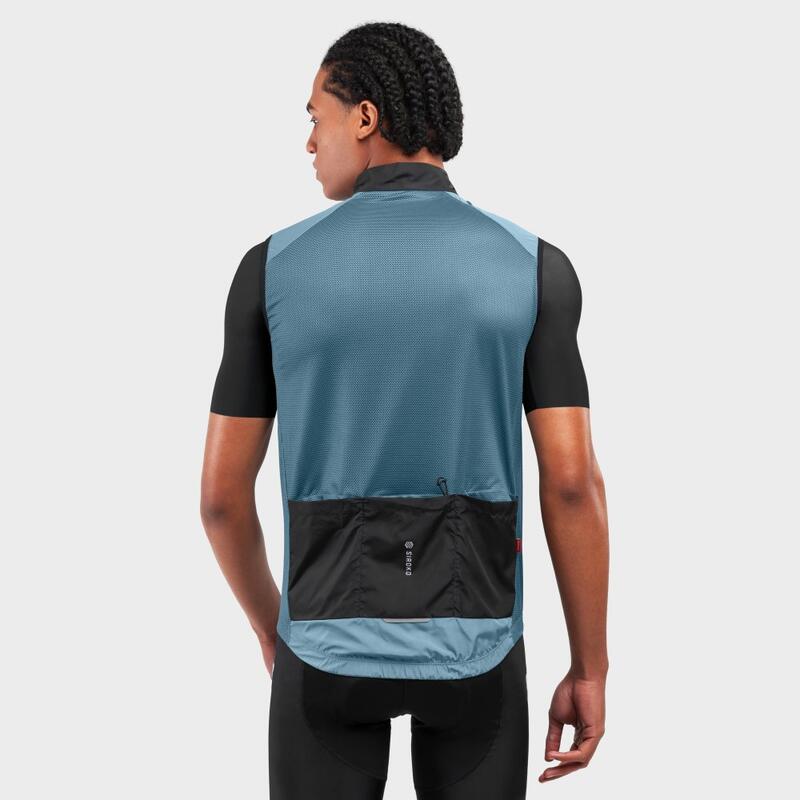 Gilet antivento da ciclismo da uomo V1 Manghen SIROKO Blu Acciaio