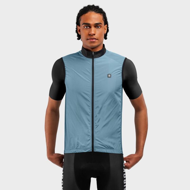 Gilet antivento da ciclismo da uomo V1 Manghen SIROKO Blu Acciaio