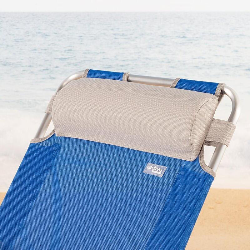 Espreguiçadeira de praia dobrável azul multiposições c/almofada Aktive