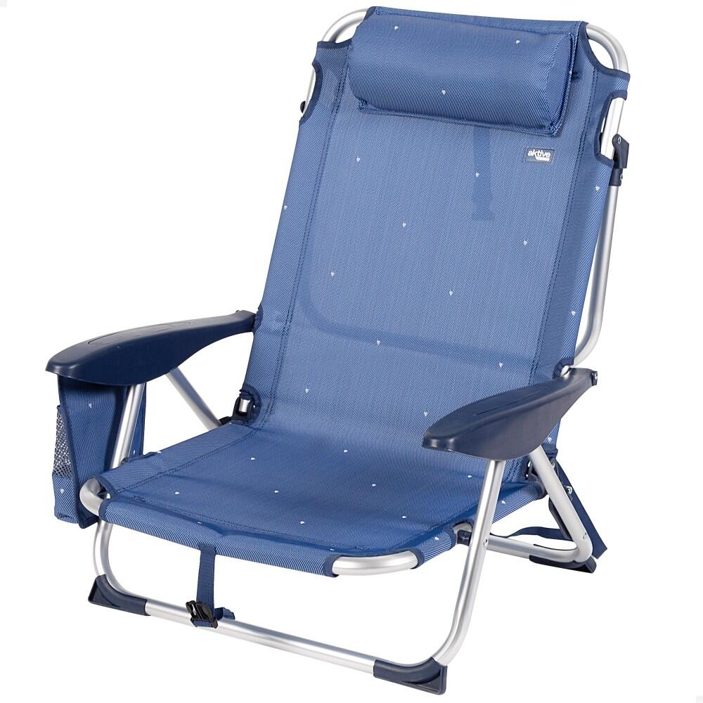 Cadeira de praia e espreguiçadeira baixa anti-roll 5 posições azul Aktive