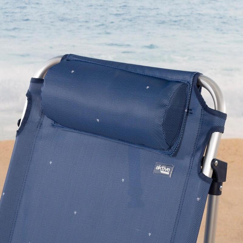 AKTIVE - Chaise Pliante Basse avec Dossier Réglable 5 Positions, Bleu