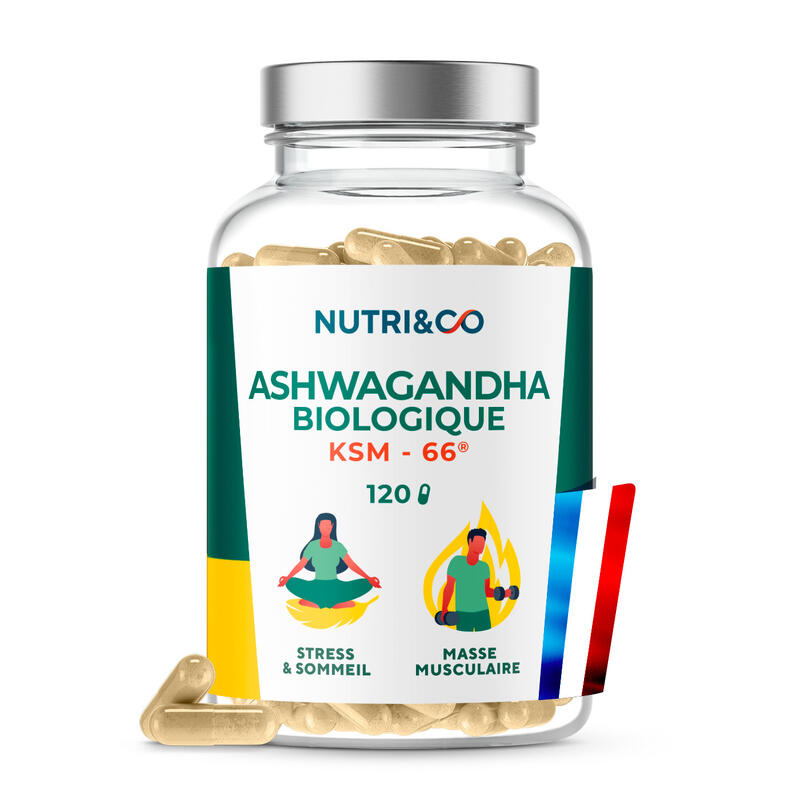 Ashwagandha Bio - KSM-66 - Stress Sommeil et Masse musculaire - 120 gélules