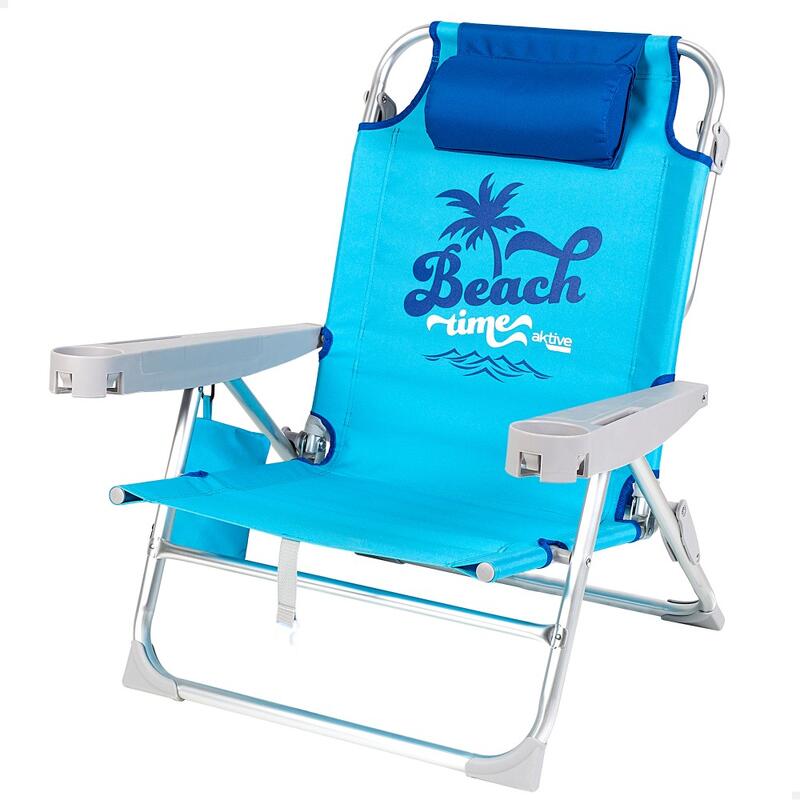 AKTIVE - Chaise Pliante Haute Anti-Basculement. Chaise de Plage Bleu