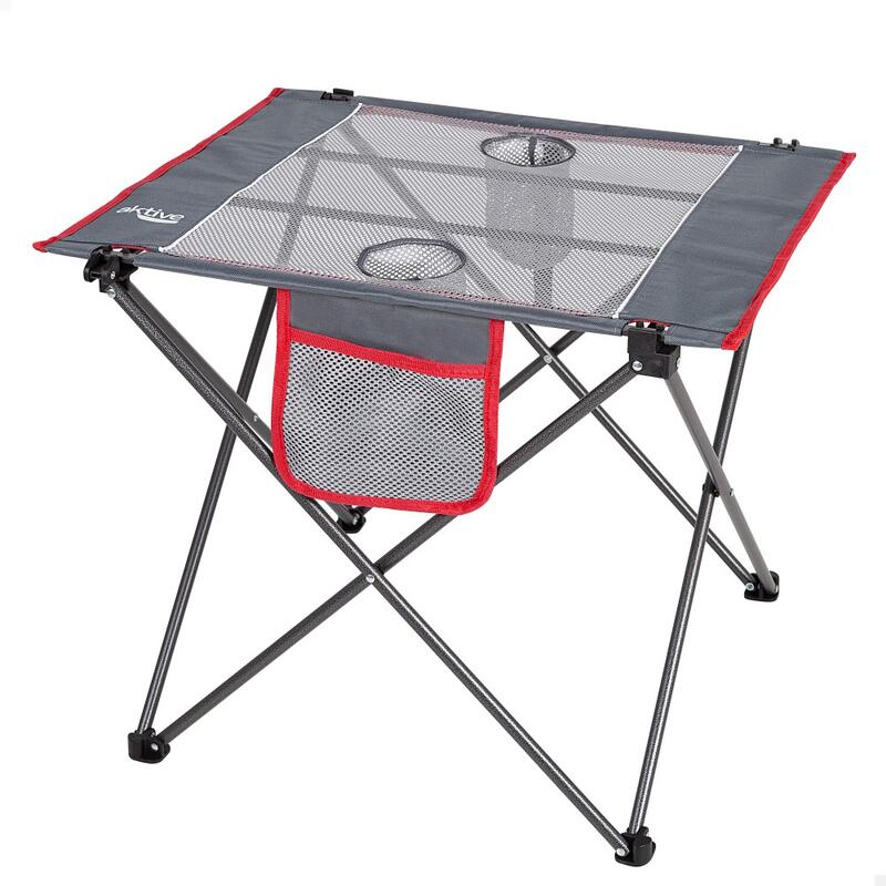 Mesa plegable camping c/posavasos y bolsillo Aktive