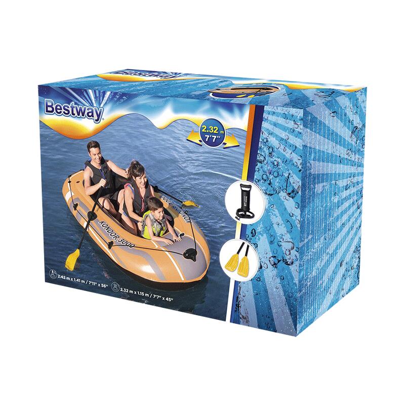 BESTWAY Bateau gonflable Kondor 3000, rames et pompe à air, 228 x 110 cm