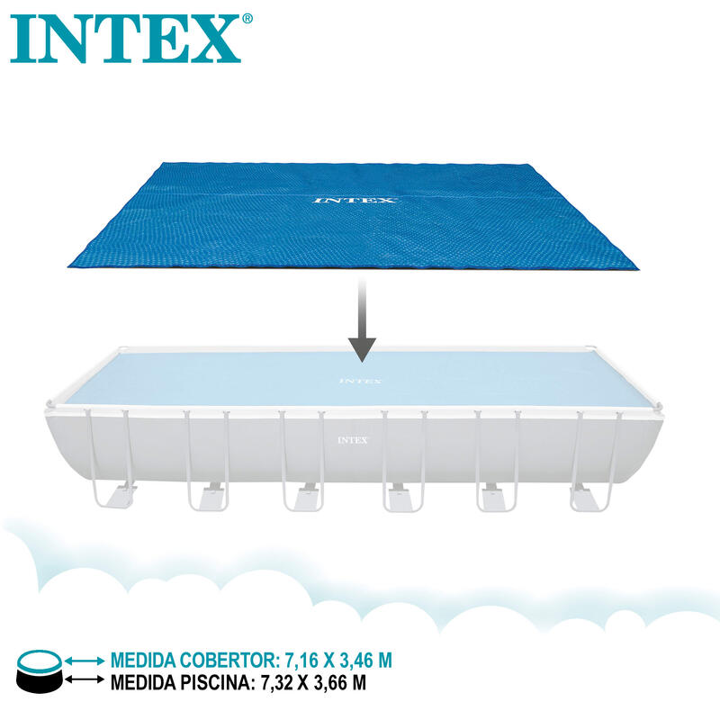 Cobertor solar Intex piscinas rectangulares 732x366 cm