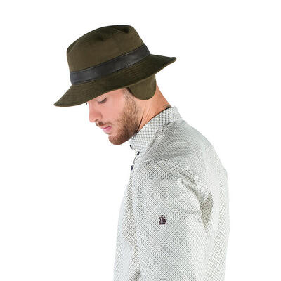 JagdHut Unisex Tagart Rain mit Lederbesatz und Ohr- und Nackenschutz