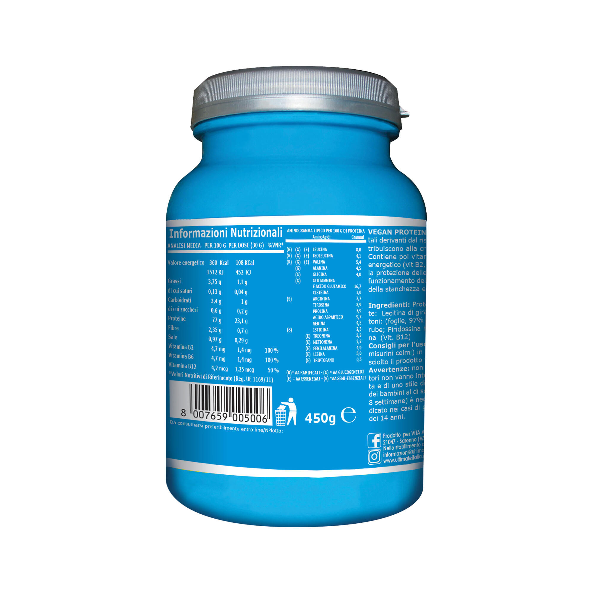 Integratore alimentare - VEGAN PROTEINE CREMA  BISCOTTO - 450g 3/7