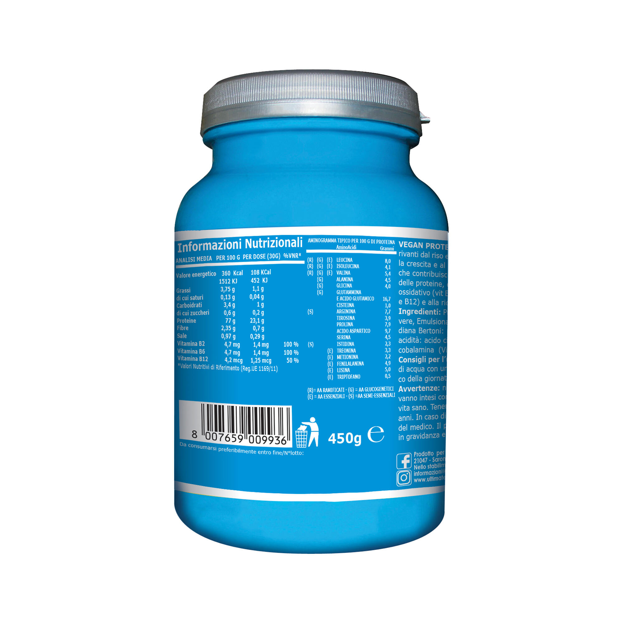 Integratore alimentare - VEGAN PROTEINE FRAGOLA - 450g 2/7