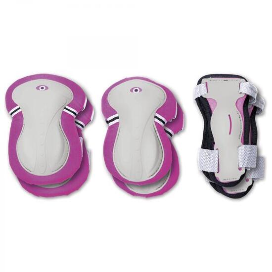 Set 3 protections enfant XS (coudes, genoux, poignets) - Rose