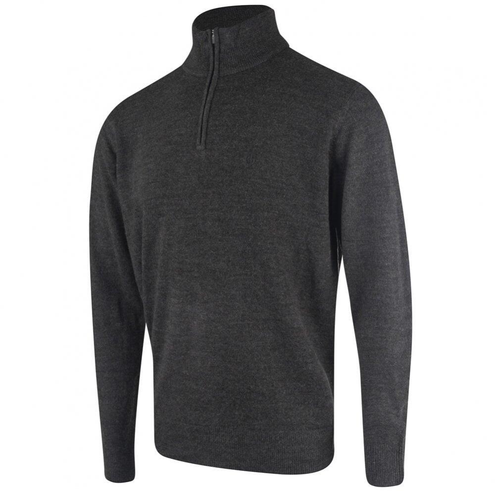 ISLAND GREEN Island Green Supersoft 1/4 Zip Knit - Dark Charcoal Marl