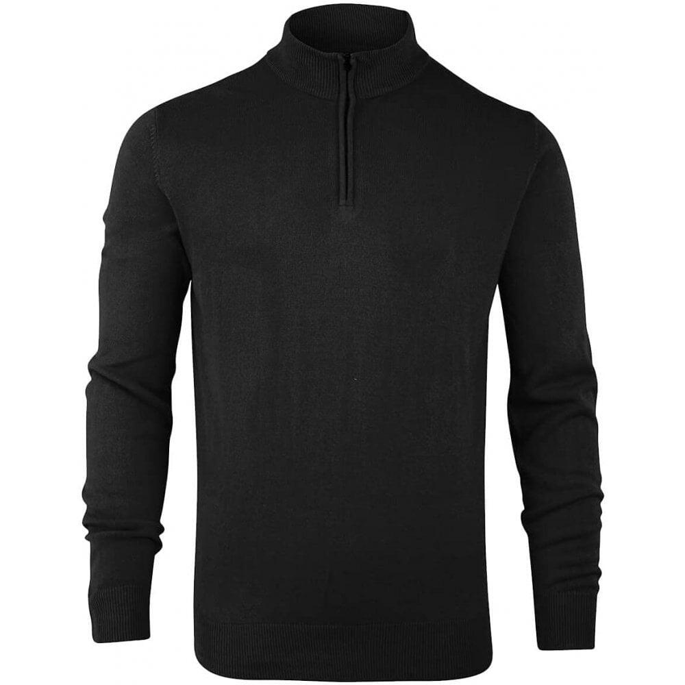 ISLAND GREEN MENS ZIP NECK KNIT JUMPER - BLACK 1/1