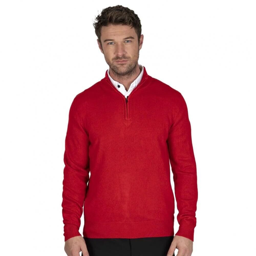 ISLAND GREEN Island Green Mens Zip neck Knit Jumper - Red