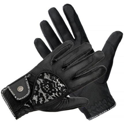 Damen Reithandschuhe EQUESTRIAN QUEEN Rantau schwarz/dunkelblau/weiß
