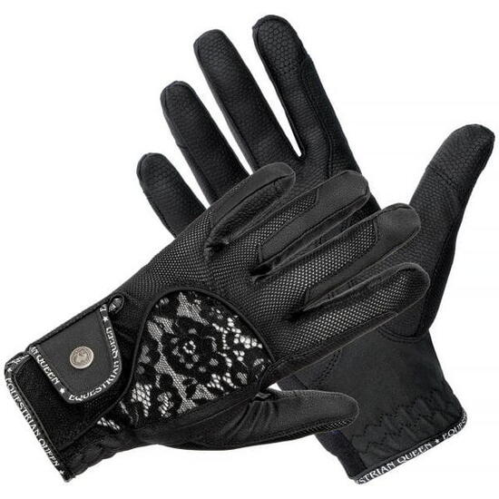 Damen Reithandschuhe EQUESTRIAN QUEEN Rantau schwarz/dunkelblau/weiß