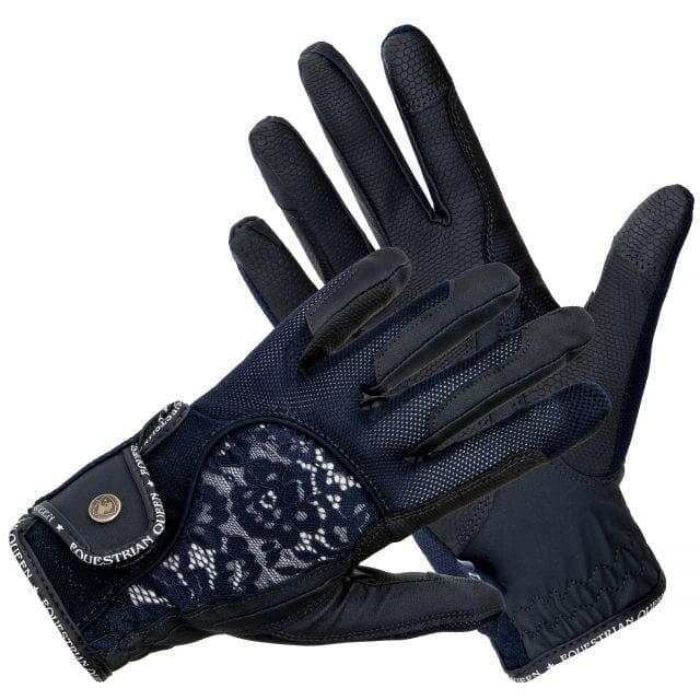 Start - Gants D'Équitation Femme Equestrian Queen Rantau Noir/bleu Foncé/blanc - Sur-gants - Bleu - Decathlon