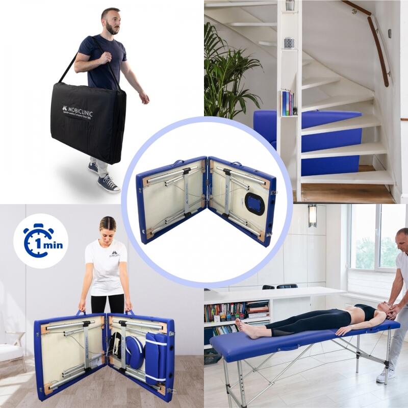 Table de massage pliable Portable Hauteur réglable Appui-tête 186x60 cm