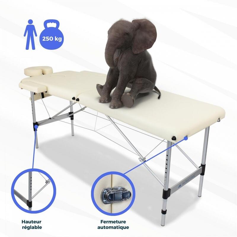 Table de Massage Pliante Aluminium Portable Réglable Hauteur Appui-tête