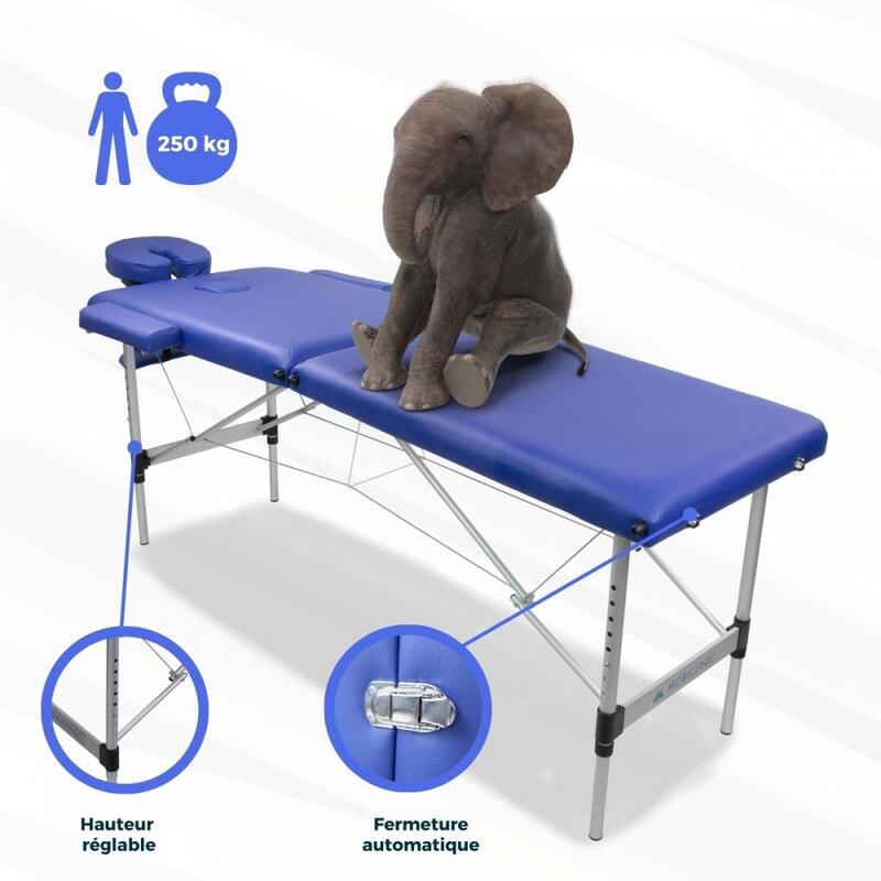 Table de massage pliable Portable Hauteur réglable Appui-tête 186x60 cm