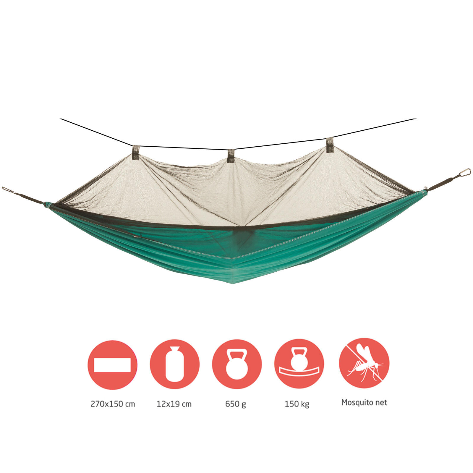 Bass Hammock Moustique Voyage Hamac Camping Tropical Filet 150 kg 2/7