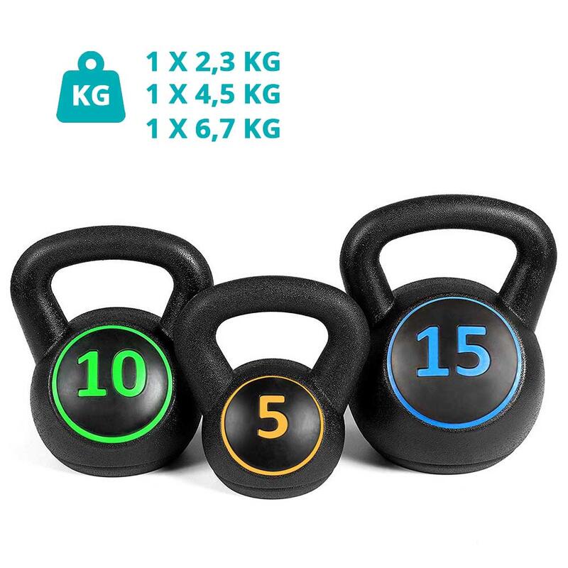 Set gantere Kettlebell, 3 piese