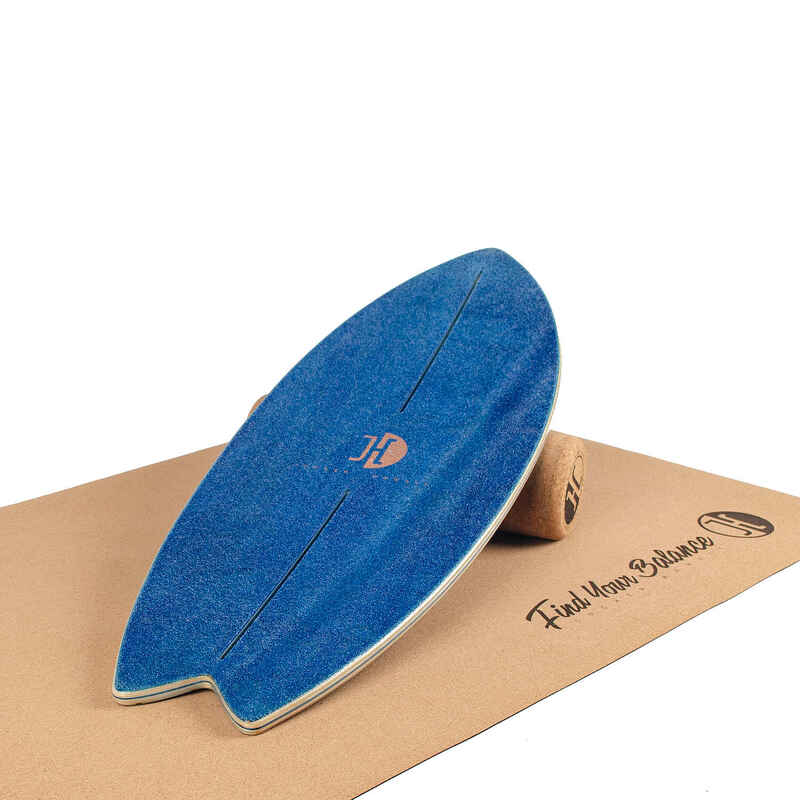 JUCKER HAWAII Balance Board Ocean Rocker Blue inkl. Rolle und Korkmatte