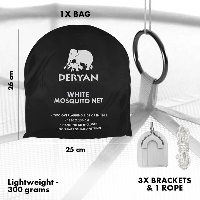 Deryan Mosquito Net - Zanzariera doppia - Zanzariera con borsa da viaggio