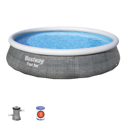 BESTWAY Piscine autoportante Fast Set ronde rotin 396x84cm avec filtration