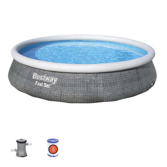 BESTWAY Piscine autoportante Fast Set ronde rotin 396x84cm avec filtration