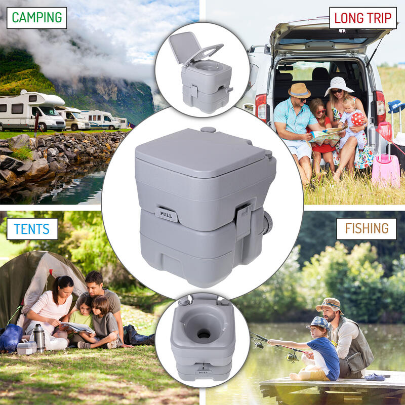Inodoro Portátil 20L para Camper Camping, WC Descarga de Agua 13L Camry