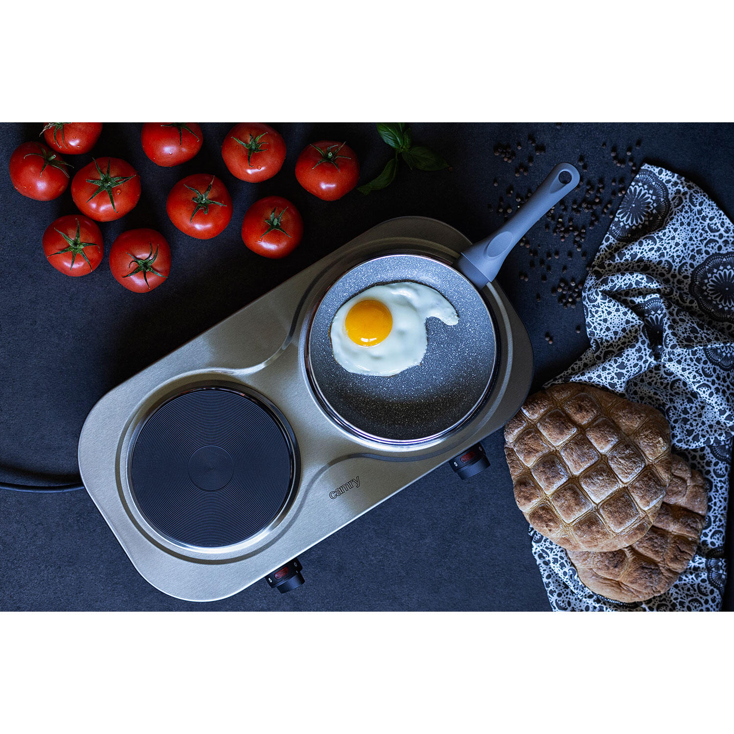 Hornillo Eléctrico Cocina Portátil de Viaje Camping 2 Fuegos 2500W Camry 3/7