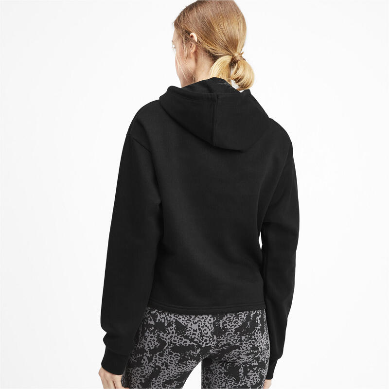 Essentials cropped hoodie met logo dames PUMA Black
