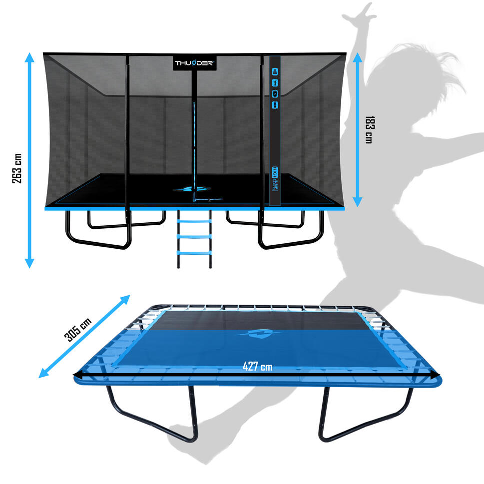 Trampolina ogrodowa do skakania THUNDER OUTSIDE PHENOM 10FTX14FT BLUE