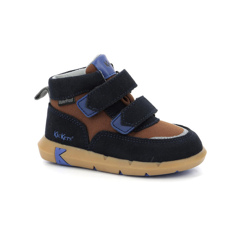 Botas Niño Kickers Sneaker Textile Suede Pu Azul